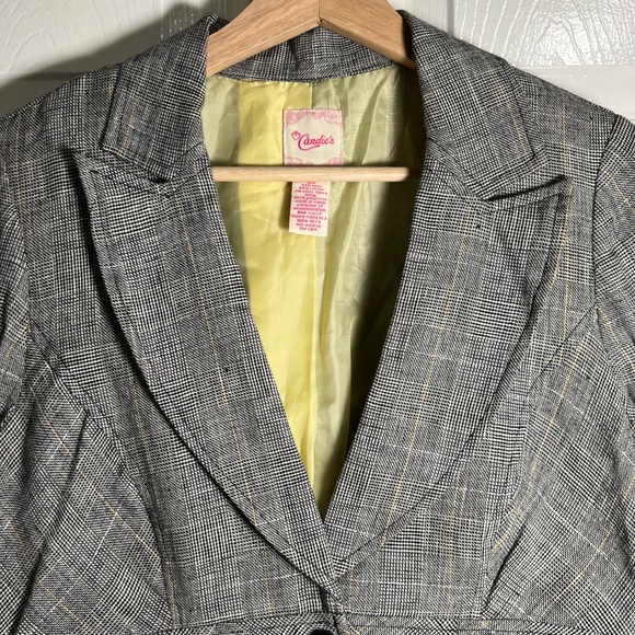 💫Candie’s Plaid/mini houndstooth peplum blazer - Picture 3 of 10